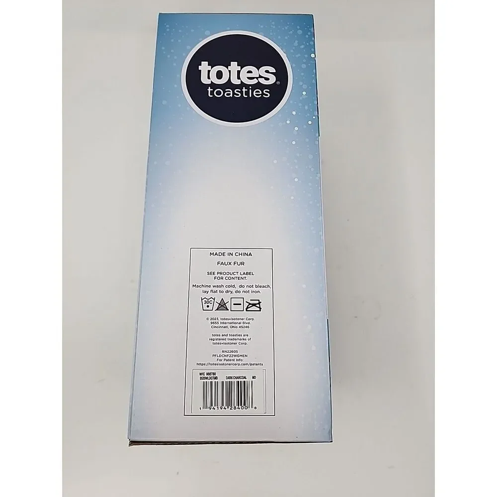 Totes‎ Toasties Men's Medium 8-9 Memory Foam Dark Charcoal Slippers, BRAND NEW